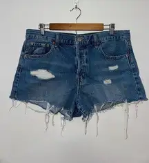 Pre-Owned Size 12 Aeropostale Blue Distressed Boyfriend Jean Shorts