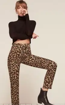 Reformation Braydon Animal Print Zip Pant Leopard Size 0