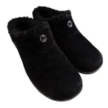 Merrell Black Encore Ice suede Mule Slides Clogs Sz 9.5 Sherpa Wool Lined Shoes