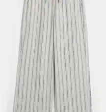 Hollister Striped Wide-Leg Pants Grey/Green Size Large