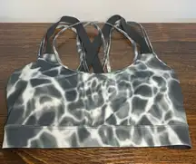 Victoria's Secret Women's So Strappy Tie Dye Sports Bra Gray White Black Small