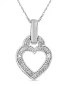 NIB Haus of Brilliance .925 Silver 1/20 Cttw Diamond Heart Pencandt Necklace 18"