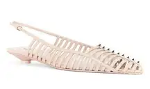 VALENTINO GARAVANI Rockstud Wispy Ballerina Flats in Rose Cannelle 40 With Box