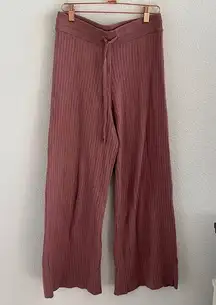 Victoria's Secret Pink Ribbed Crop Wide Leg Lounge Cozy Pants Pink Mauve XS