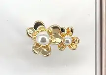 Dillard's  Double Daisy Floral Motif Faux Pearl Fashion Ring Womens Size 7