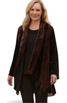 Soft Surroundings Vintage Duster Open Front Boho Velvet Fairy Whimsygoth Print