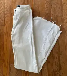 white Bershka flare wide leg jeans