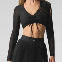 Alo Yoga Airlift Mesh Divine Long Sleeve Bra Black XS