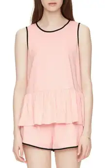 Kate Spade Women's Sleeveless Ruffle Peplum‎ Pajama Top Pink Size XS