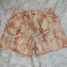 Bill Blass Vintage Orange Floral Butterfly Print 90’s Mom Short size 14 Western