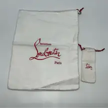 Christian Louboutin White Cotton Satin Lined Drawstring Dust Bags w/Red Logo