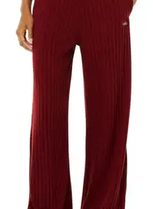 ALO Yoga Ribbed Take Comfort Wide Leg Pant - Athletic Heather burgundy size S