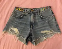 Mid Rise Boyfriend Cutoff Jean Denim Shorts in Super Light