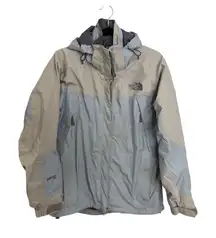 The North Face Jacket Womens Medium Blue Grey HyVent Waterproof Hooded Full Zip