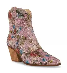 Betsey Johnson Emory Rhinestone Western Boot in Floral Print Size 9
