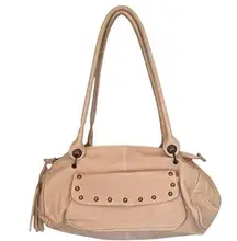 Vera Pelle  Leather Elongated Hobo Bag Rivets  Y2K Domed Rivets