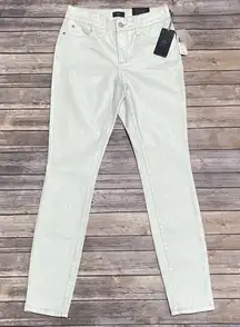 NYDJ Super Skinny Silver Luminescence Jeans NWT 2 Metallic Sparkly *faint stain*