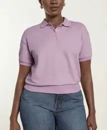 EVERLANE The Oversized Polo Top Short Sleeve XXS Purple Lilac NWT