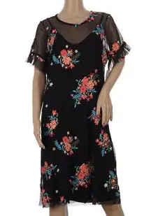 Superfoxx Floral Embroidered Sheath Dress Large NWT