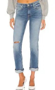 Free People Cuffed Slim Boyfriend Jean in Mid Blue Size‎ 24
