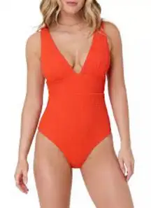 Andie‎ Mykonos classic one piece swimsuit orange women’s size XL deep v-neck