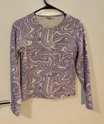 Lucy & Yak Rey Tee - René Print Purple White Swirl - Size S - Organic Cotton