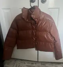 brown puffer coat