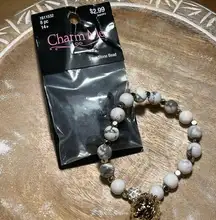 Stretchy Marble Beaded Diffuser Charm Bracelet