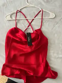 Lulus Red Satin Cami Top