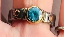 Kenneth Pillsworth Real 14K / .925 Blue Topaz & Niobium Ring
