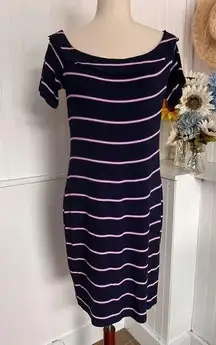 Blue & Purple Scooped Neck Short Sleeved Dress