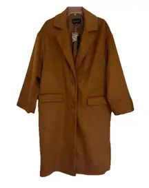 Hunter & Brown Size Medium NWT Camel Brown Long Trench Coat Lined Warm Winter