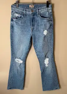 Mother The Insider Ankle Jeans Womens 28 Bloom and Doom Denim Pants Distressed