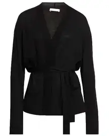 Vince Black Topper Ultra Fine Knit Wool Cashmere Tie Belt Cardigan Size Medium