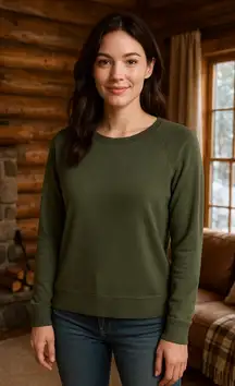 Buffalo David Bitton Soft Green Knit Pullover Top | Cozy Raglan Sweater | Size M