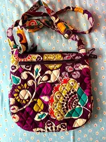 Hipster saddle in plum crazy pattern ( retired pattern)