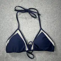 Aerie String Bikini Swim Top Size Medium Navy Blue Mesh Detail Padded Wireless