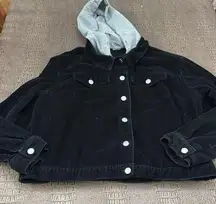 No Boundaries Black Corduroy Jacket with Gray Hoodie Insert Size 3X