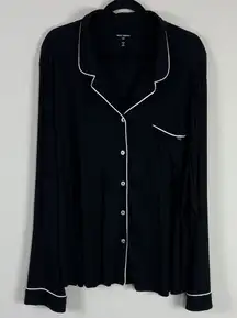 COZY EARTH Women’s Bamboo Long Sleeve Pajama Top Black & White Trim Size‎ 3XL