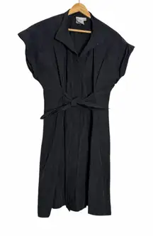 Finley Black Button Down Trench Tie-Front Dress