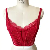 Victoria’s Secret Dream Angels Unlined Lace-Up Corset Lipstick Red Size Medium