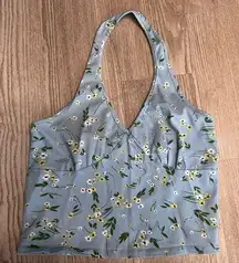 Baby blue floral halter top