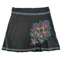 Vintage Y2K Heart & Soul Skater Skirt Electric Blue Pink Floral Boho Pattern 13