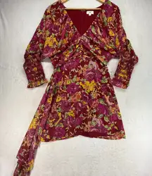 Revolve LPA Cassia Floral Mini‎ Dress Long Sleeve Smocked Cuffs Party Dress Sz S