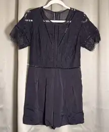 Sugar + Lips Black Lace Top Shorts Romper Jumpsuit Size Large NWT