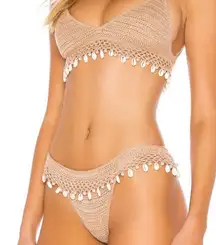 TULAROSA Drippin‎ Crochet Shell Embellished Swim Bikini Bottoms NwT L
