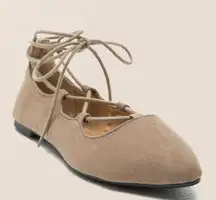 Francescas Tan Lace Up Flats