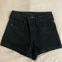 “High Rise Shortie” Black Jean Shorts