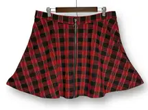 Plaid‎ Flannel A-Line Zip Up High Waisted Skater Punk Y2K Skirt Red XL
