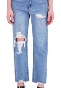 Gogo Jeans Distressed Straight Leg Mom Jeans Light‎ Wash Juniors 9